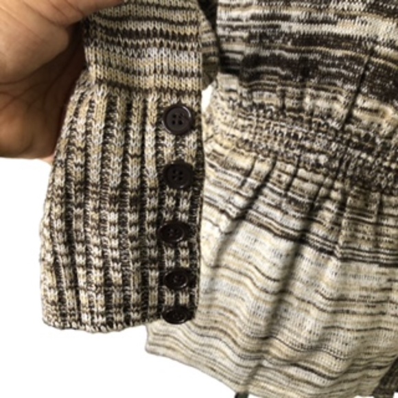 One A Elastic Waist Open Front Rolled Collar Horizontal Stripe Cardigan Size L - Picture 9 of 11